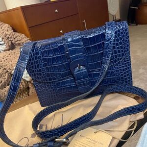 Patricia Nash Blue Croc-Embossed Shoulder Bag NWT